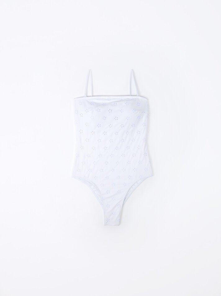 Maiô com bordado suíço - Branco