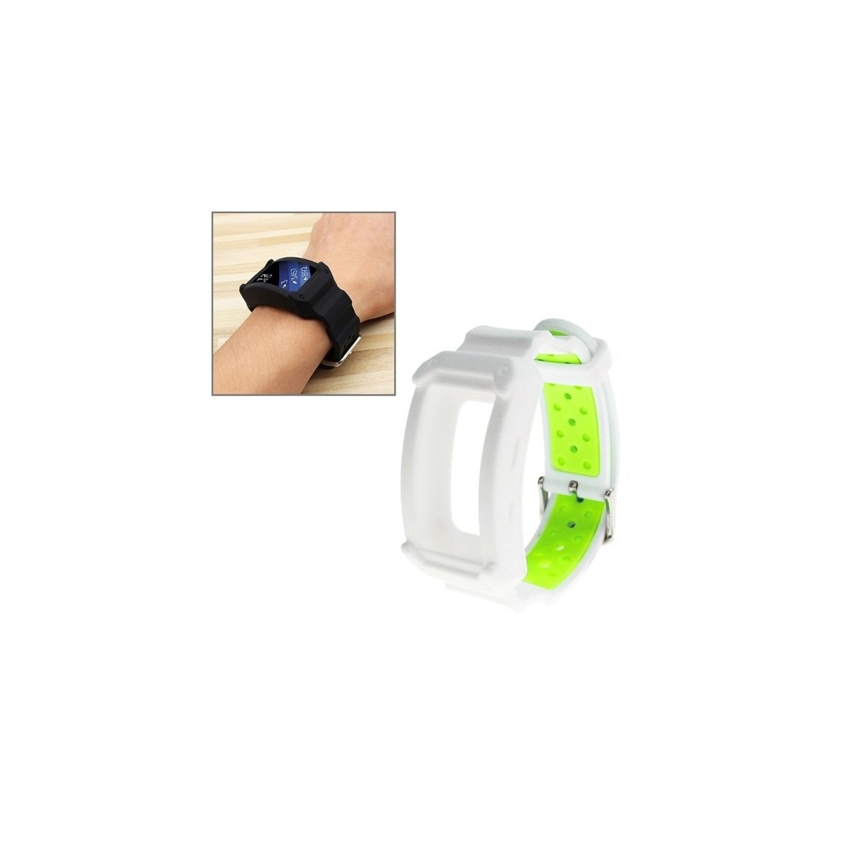 Klokkearmbånd i silikon til Samsung Gear Fit2 / Pro Hvit & Grønn