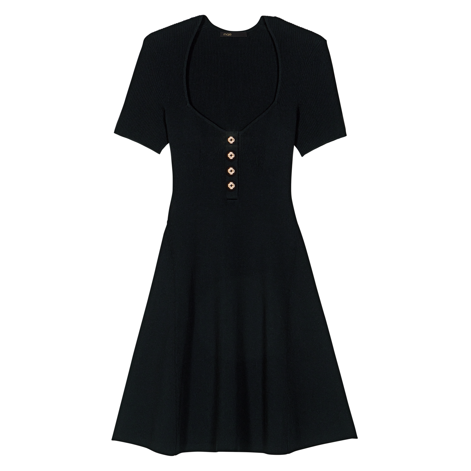 Robe courte patineuse en maille| Noir