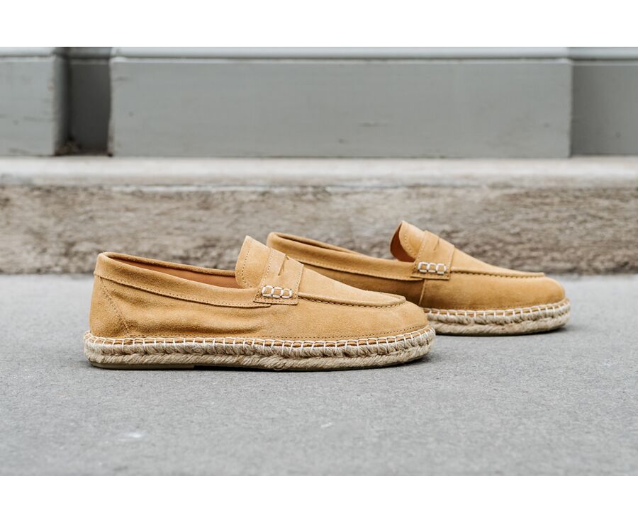 Mocassin homme été en velours Beige Foncé - PANAREA