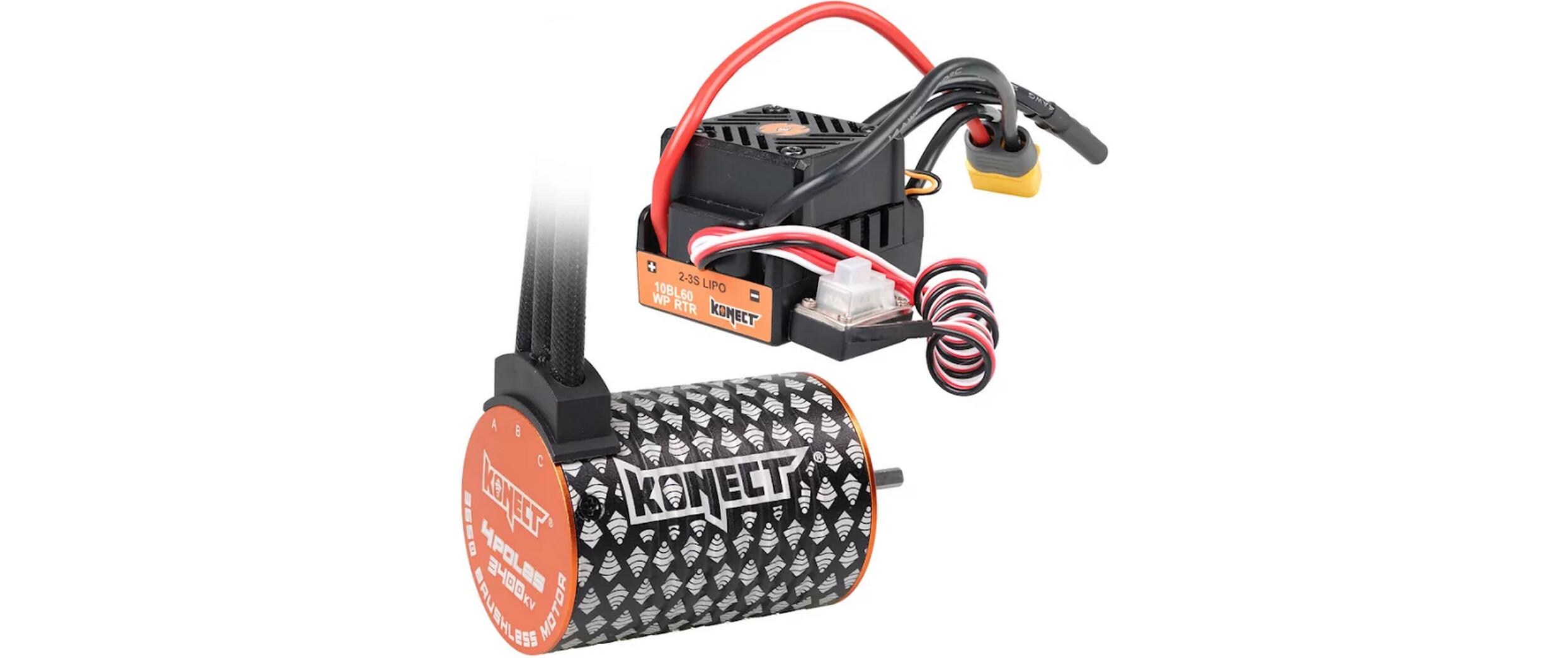 Brushless-Antriebsset 3400Kv 60Amp WP Motor 4P 3650SLFür den bürstenlosen Umbau jeder Art von RC-Car im Massstab 1:10 in einen Zwei- oder Allradantrieb