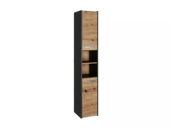 PISA - Armoire de salle de bains - 170x30x30 cm - Colonne de rangement SDB - Aspect bois