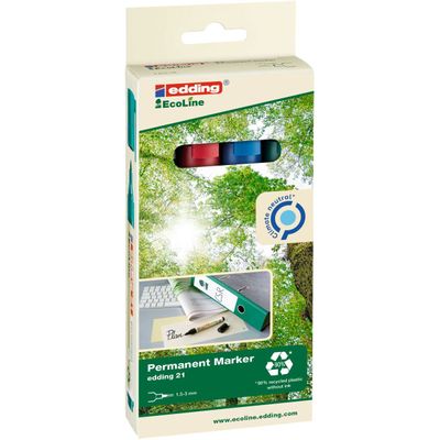 Edding EcoLine 21 - Pack de 4 marqueurs permanents - couleurs assorties
