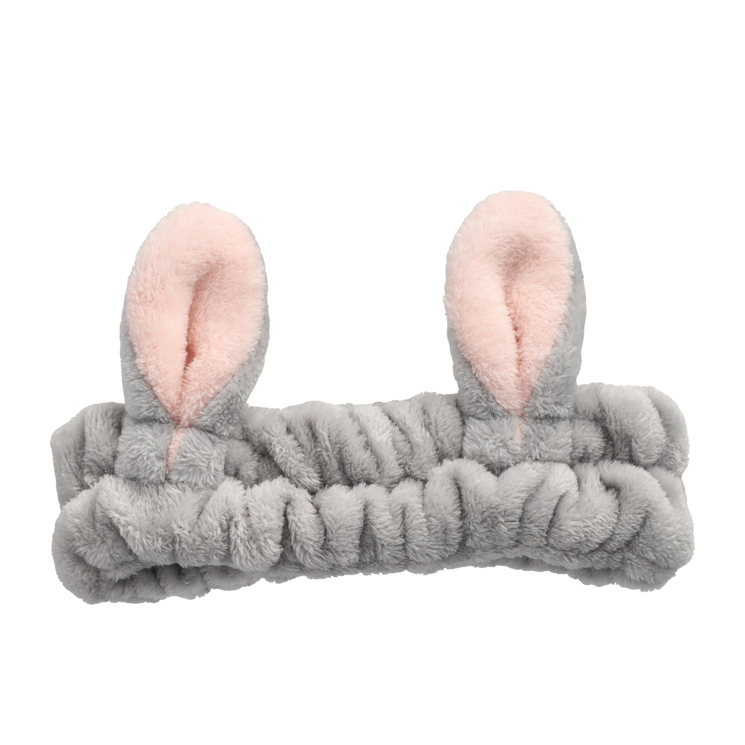Elastisches Damen Plüsch Haarband für Gesichts Pflege Spa Stirnband (One Size) Hasenohren - Grau