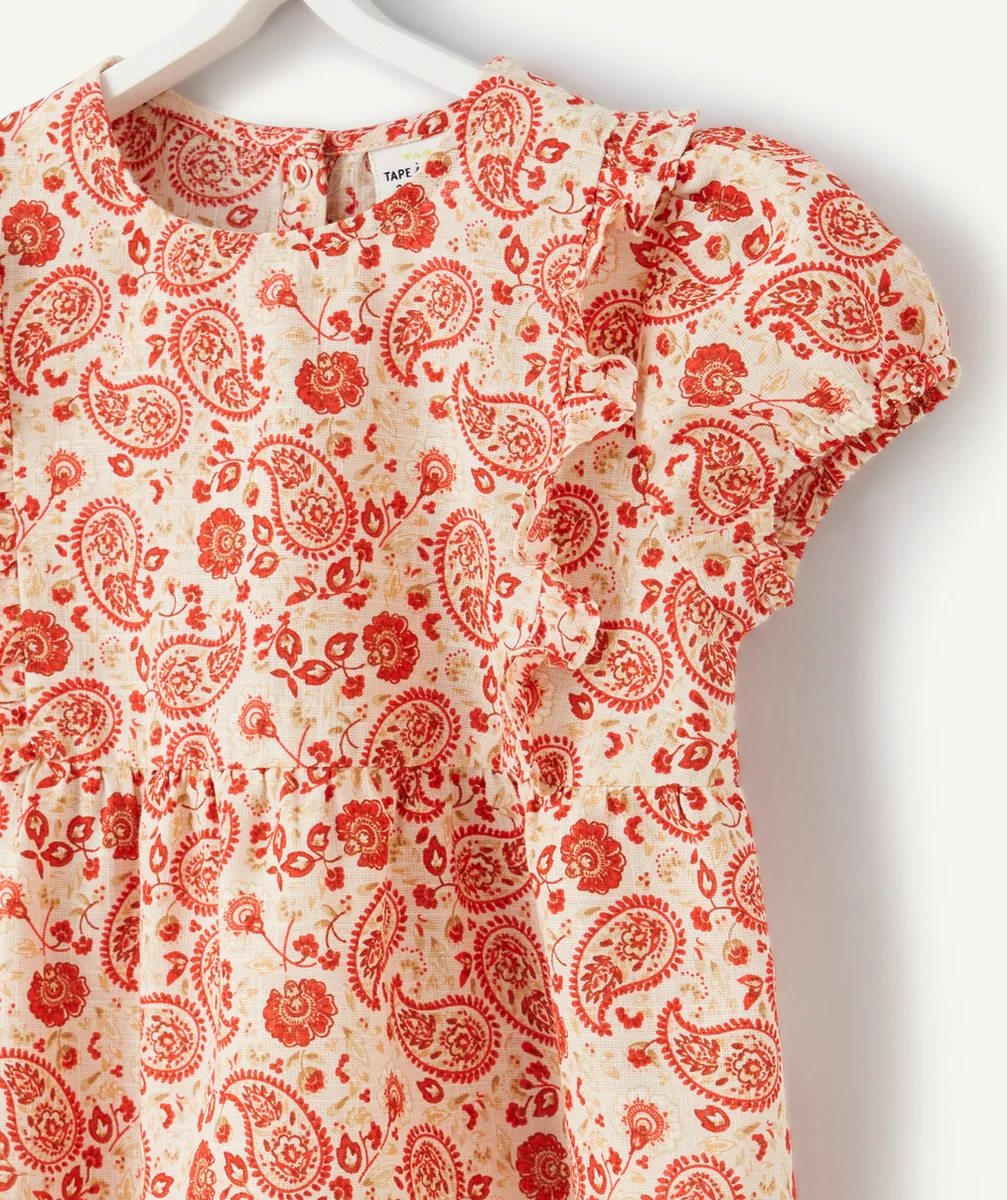 BLOUSE BÉBÉ FILLE EN COTON AVEC IMPRIMÉ CACHEMIRE ROUGE