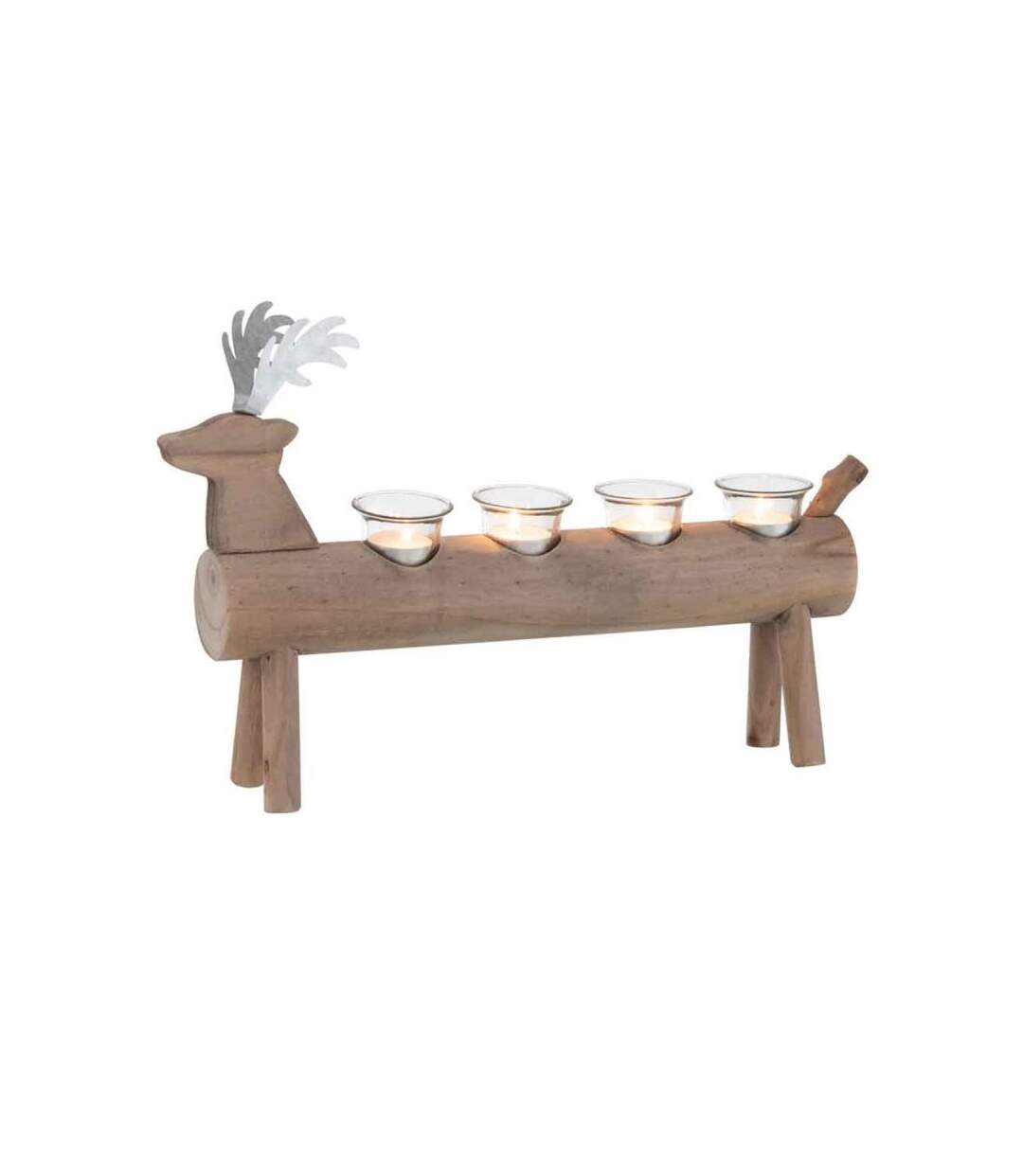 Paris Prix - Photophore 4 Supports En Bois cerf 47cm Marron