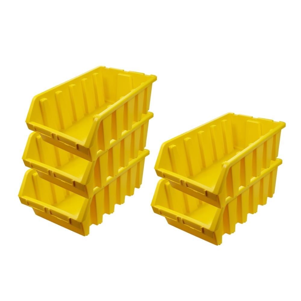 PROREGAL SuperSaver Set 5x Opbergdoos 5 HxBxD 18,7 x 33,3 x 50 cm Polypropyleen Geel