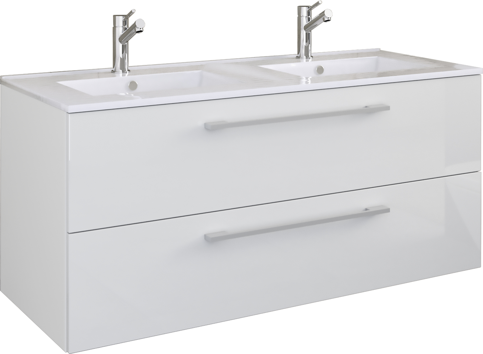 2-teiliger Waschplatz BUDASI - weiß - Doppelwaschbecken - 112 cm