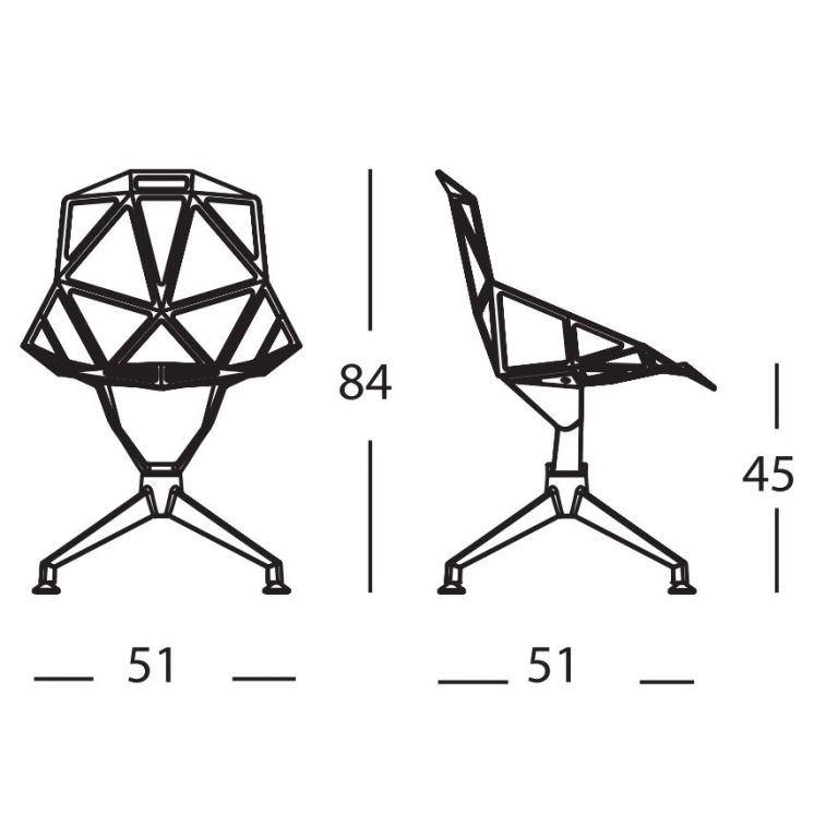 Magis Chair One 4Star stoel zwart niet-draaibaar