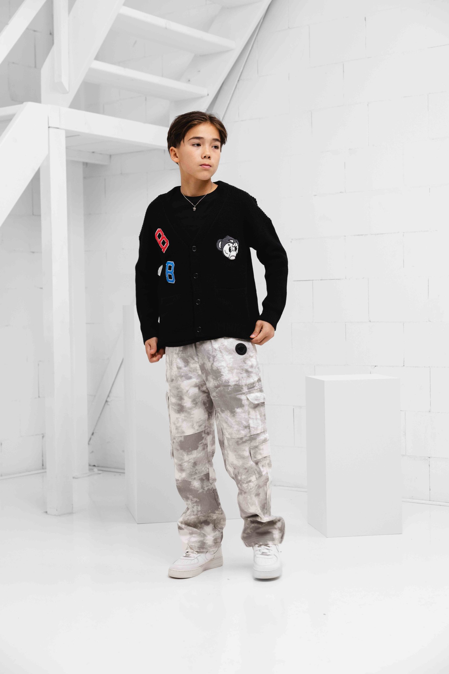 Black Bananas Convoy Cardigan Sweater Kids Zwart
