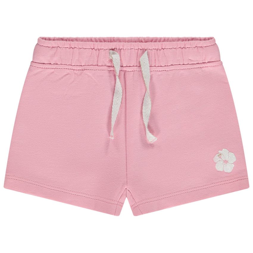 Short uni en molleton avec sugar print fleur hawaiienne pour bébé fille - Rose
