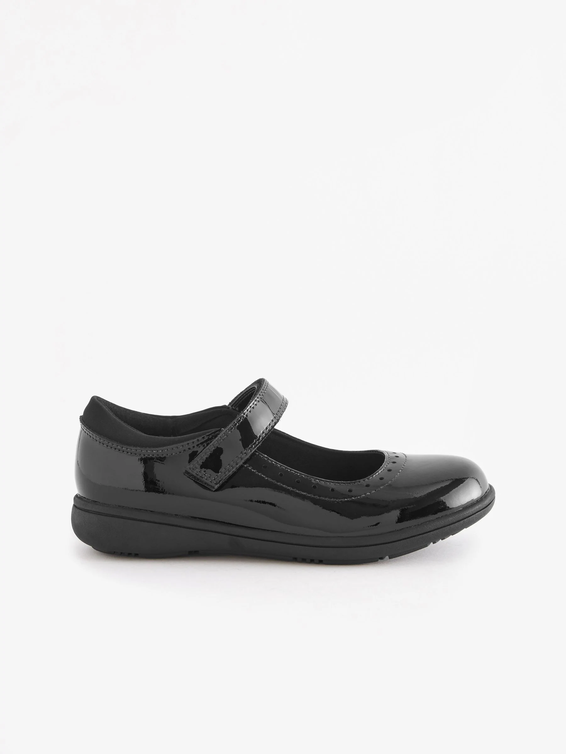 Zwart lak - Leren Mary Jane-schoolschoenen met broguedetail