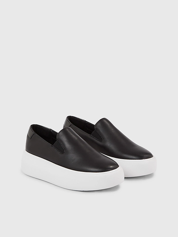 Sapatos plataforma de couro sem cadarço