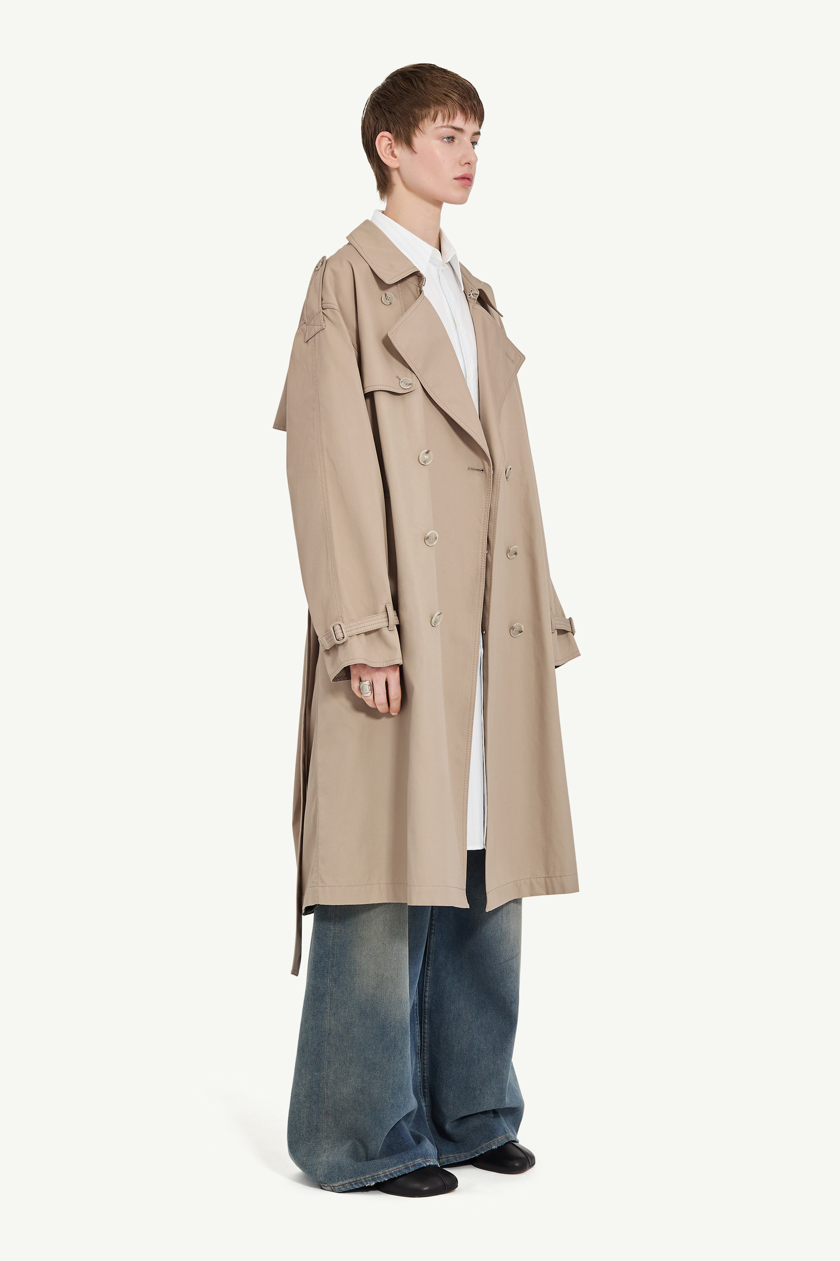 Sand Twist Double-breasted Trench Coat