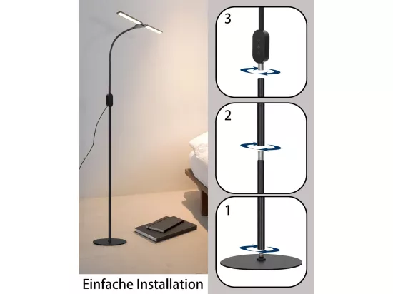 NETTLIFE Lampadaire LED dimmable - Lampadaire de Salon Noir 158 cm Lampadaire Tactile Moderne 9 W avec minuterie et Fonction mémoire Lampadaire