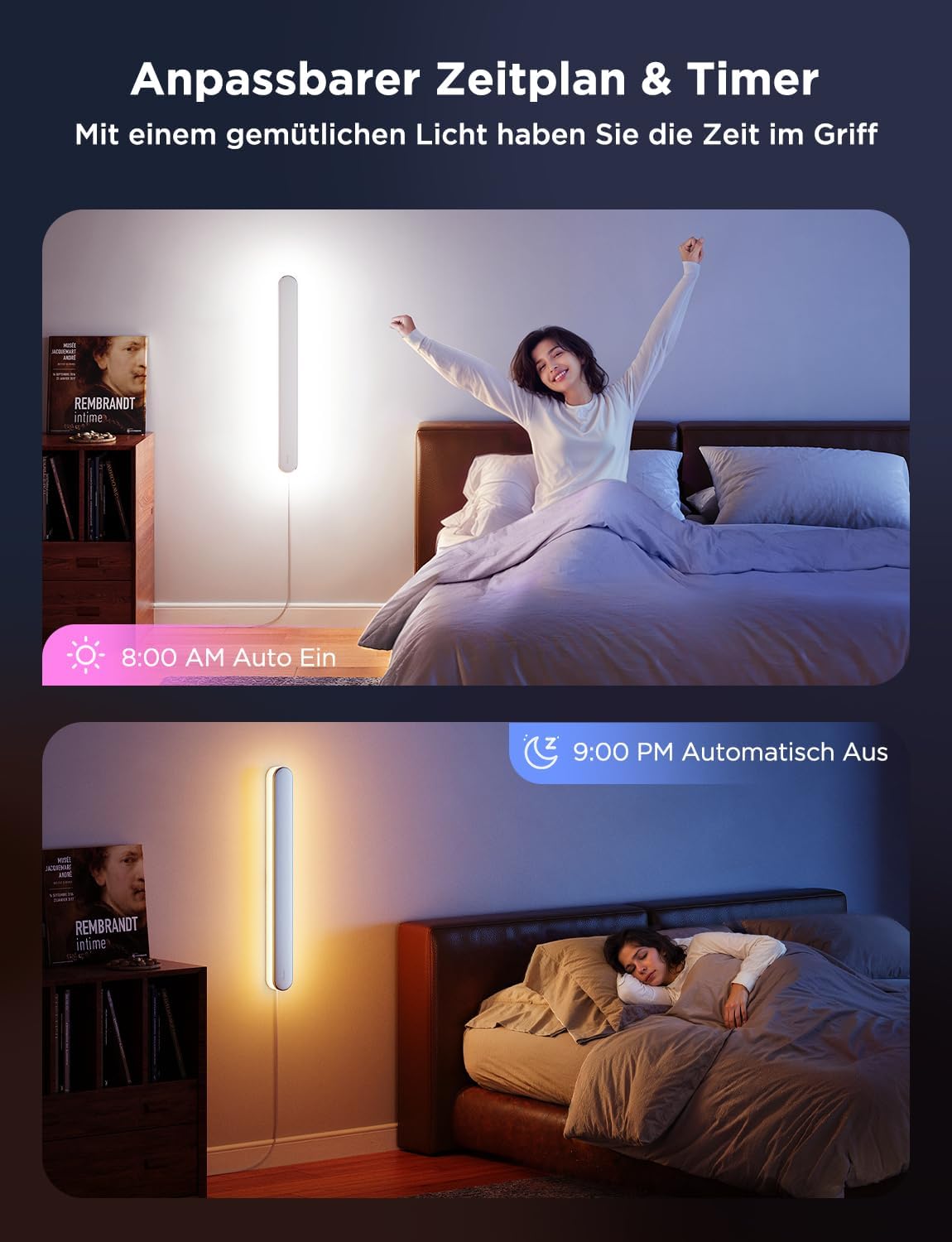 Govee RGBICW Wandleuchte Innen, Smart Wandlampe Kompatibel mit Matter, Alexa & Google Assistant, 1200lm LED Wandleuchte, Musik Sync, Indirekte Beleuchtung für Wohnzimmer, Treppe, Flur, 1 Stück