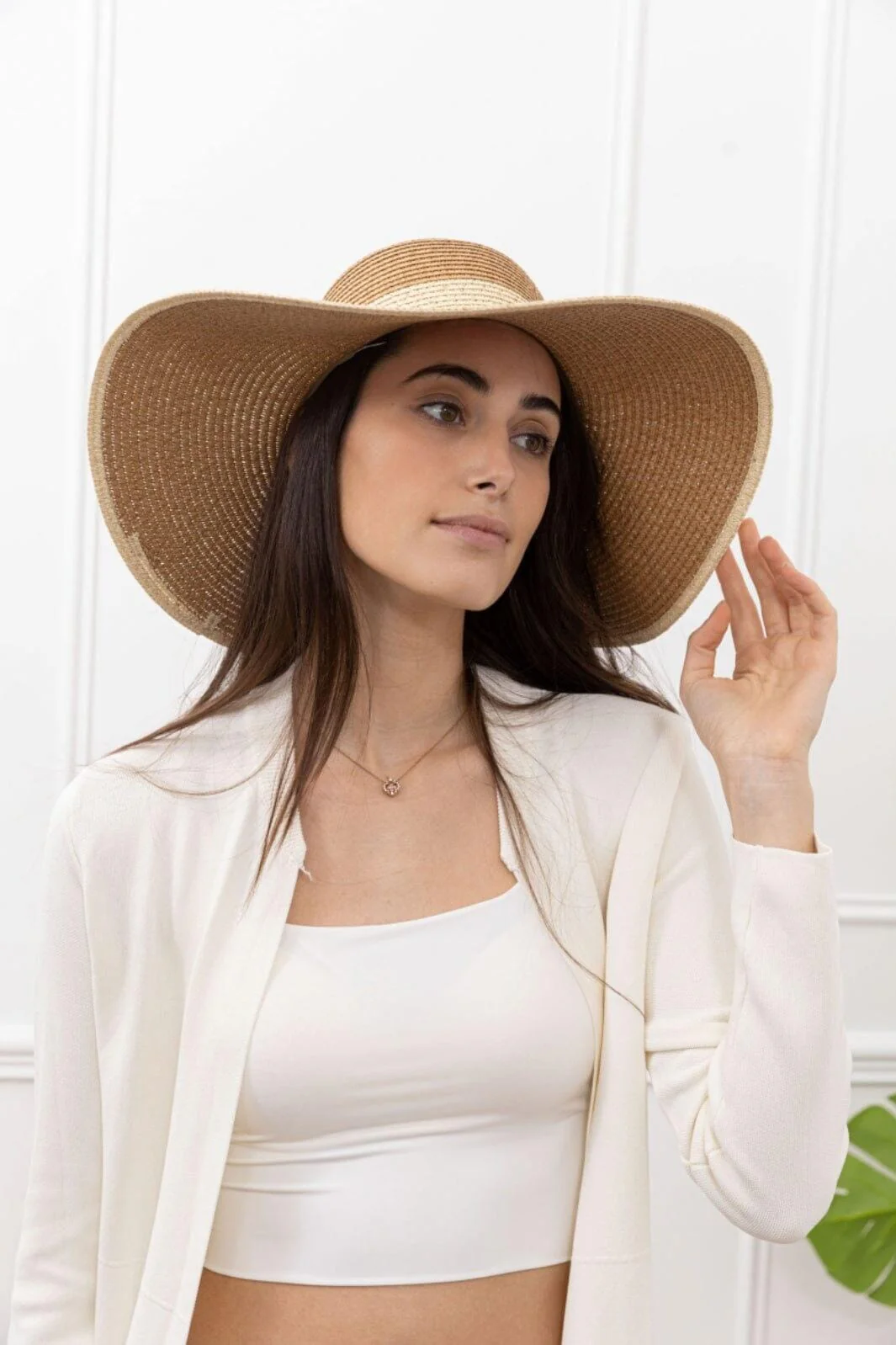 Anobel Copenhagen Faux Straw Boater Hat With Bow Tie Xm3390 brown
