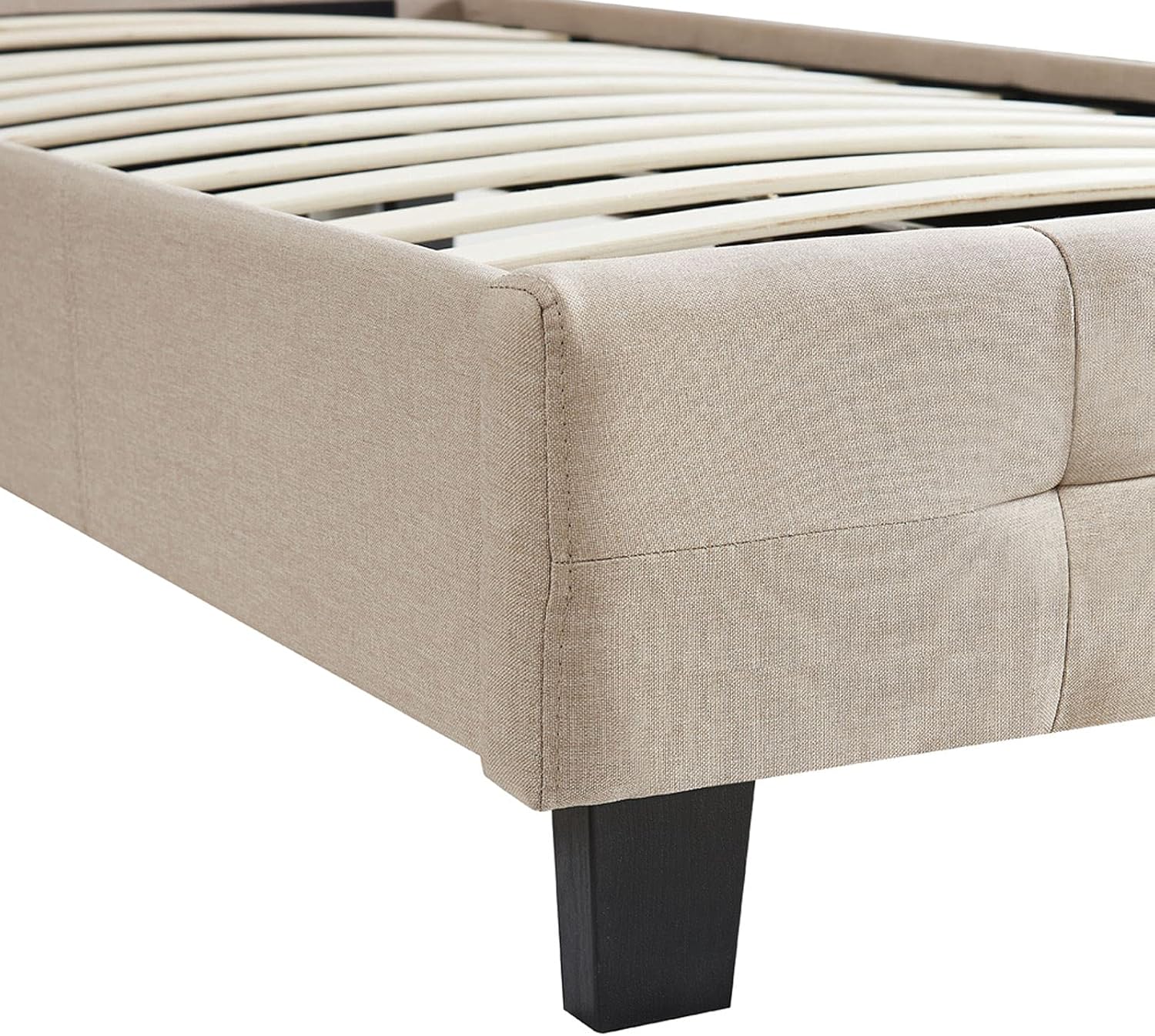 CARO-Möbel Polsterbett Ohio Bettgestell 90 x 200 cm Einzelbett Designbett inklusive Lattenrost Textilbezug in beige