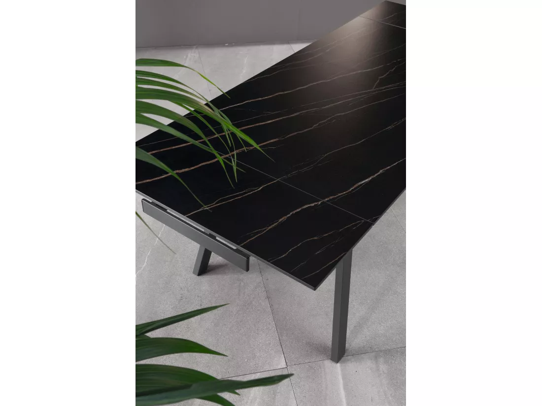 Dylan Table extensible (140/200 x 80 cm) en céramique grise