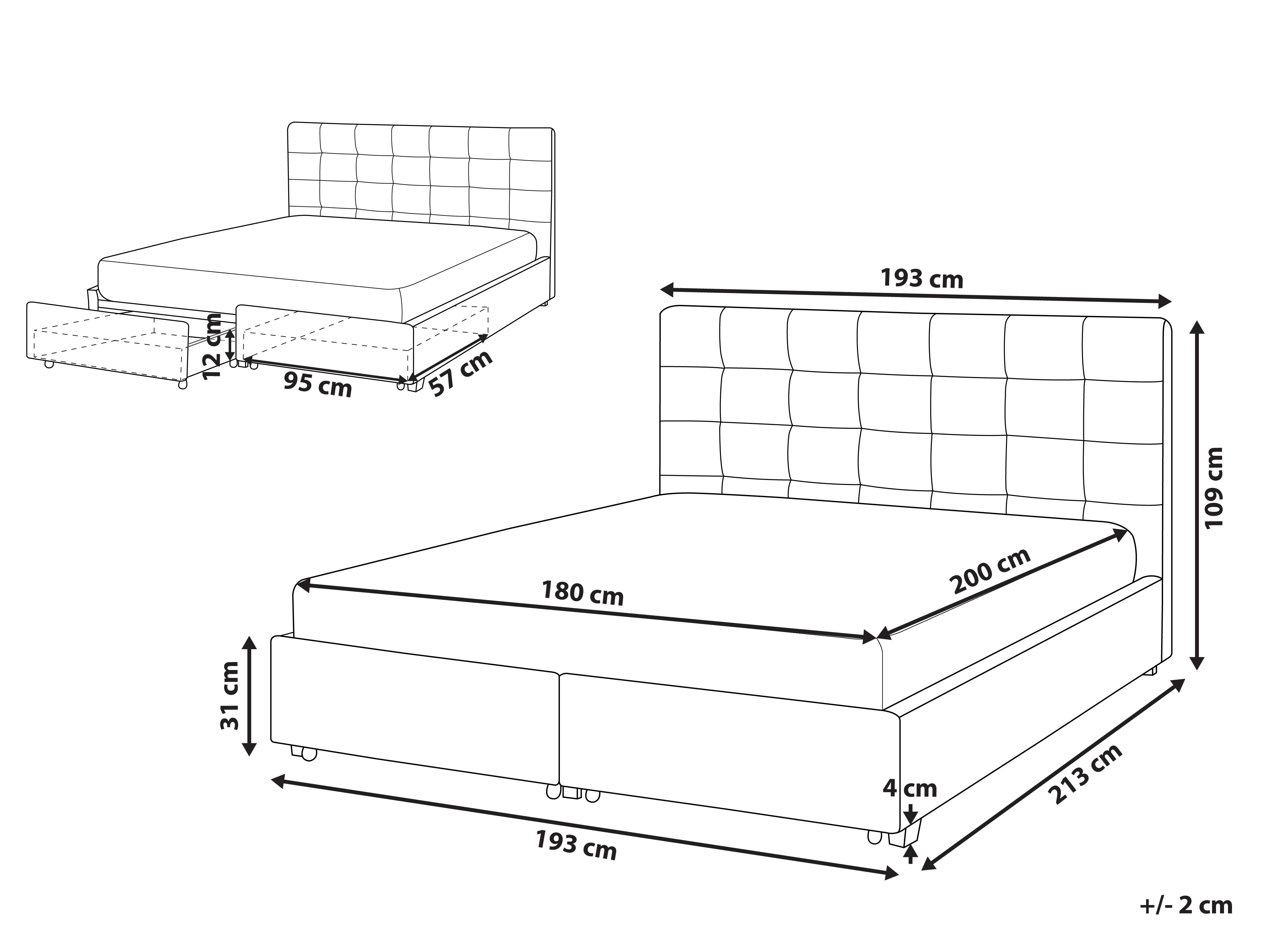 Bed met opbergladen Stof LA ROCHELLE 180 x 200 cm Bruin