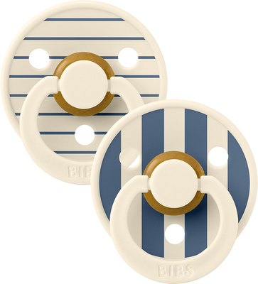 BIBS Studio Colour Smokk 2-Pack Lateks Str 1 Rund, Pin/Ivory Steel Blue Mix