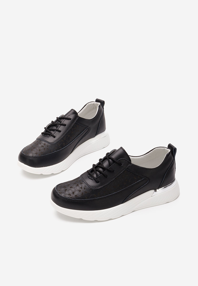 Baskets pour femme en cuir noirs Calyse