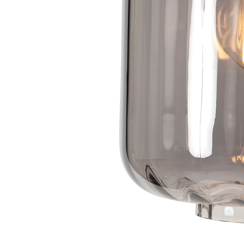 Design hanglamp zwart met smoke glas 3-lichts 226 cm - Qara