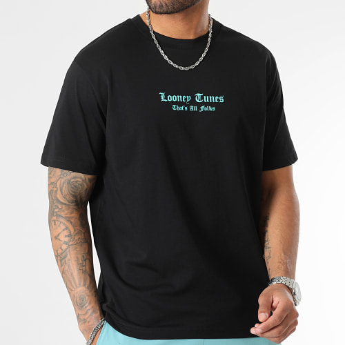 Tee Shirt Oversize Large Bandana Bugs Bunny Noir Bleu Turquoise