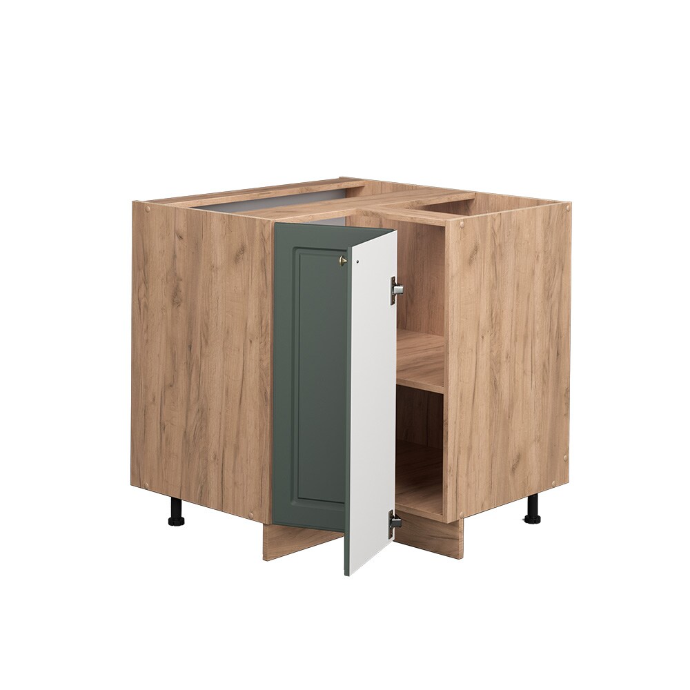 Vicco Eckunterschrank Küchenschrank Küchenmöbel Fame-Line Eiche Grün-Gold Landhaus 87 cm Küche Eckküche Einbauküche Doppel-Drehtür Einlegeboden Blende Küchenzeile
