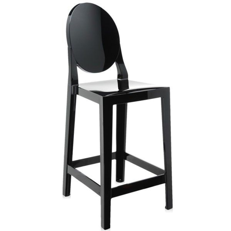 Kartell One More, One More Please rond high zwart barkruk