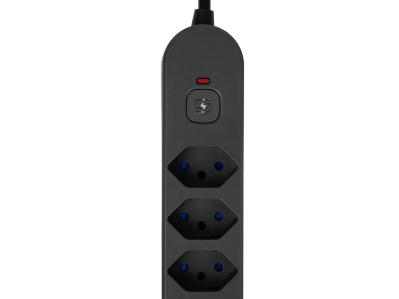 STEFFEN Steckdosenleiste IQ 6 x T13, USB-A C Anthrazit, 3 m Steckdosenleiste quer mit erhöhtem Berührungsschutz