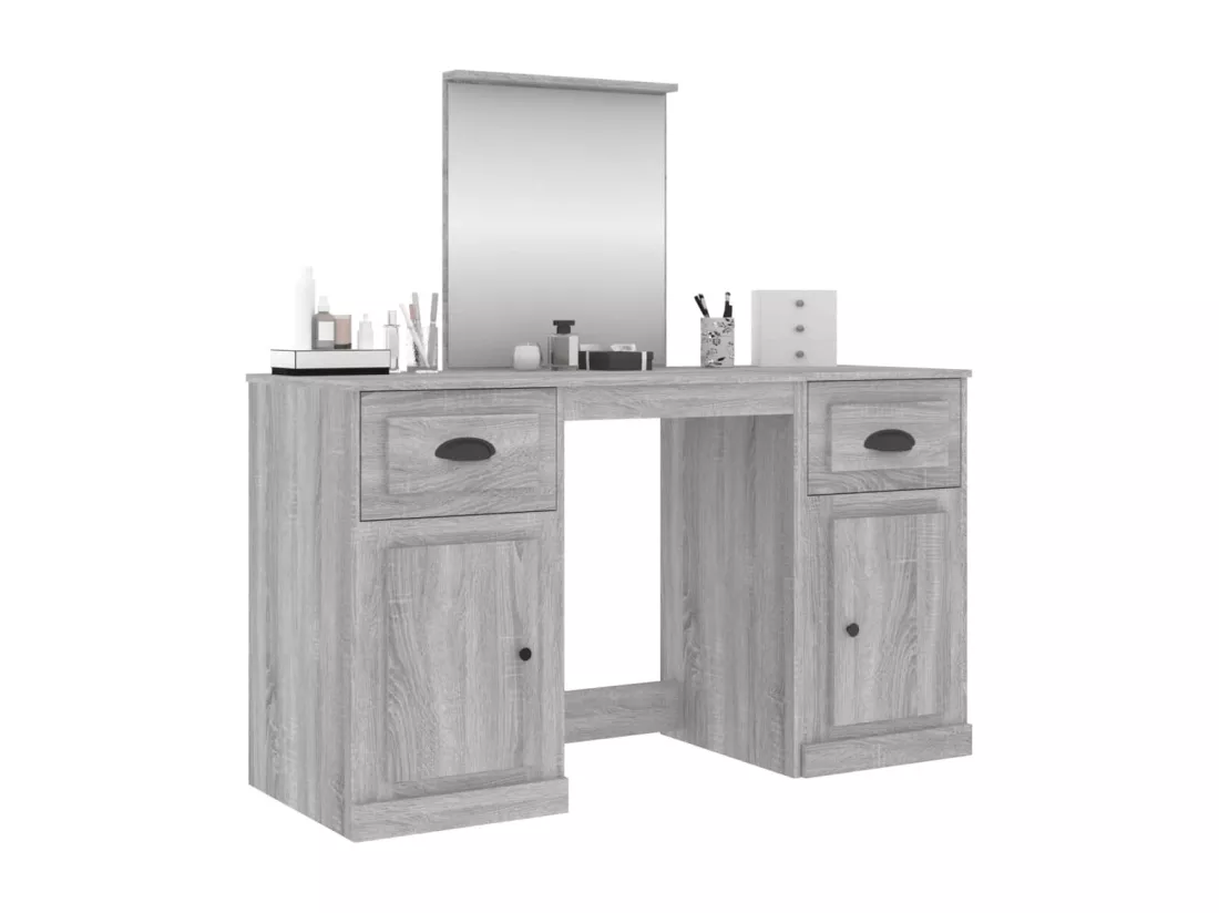 Coiffeuse avec miroir sonoma gris 130x50x132,5 cm