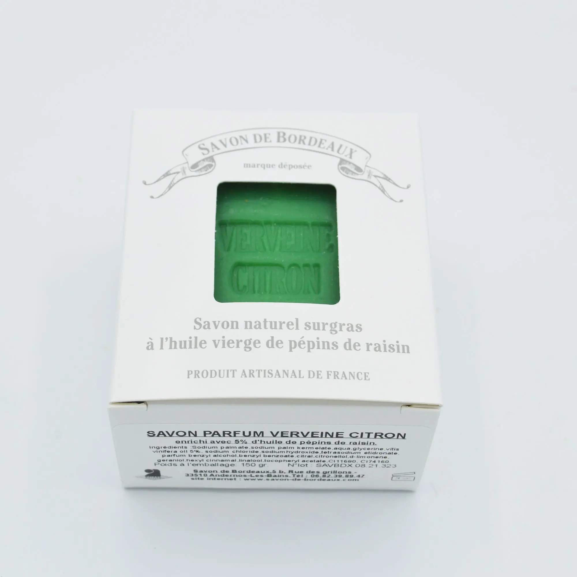 Savon de Bordeaux - SAVON NATUREL VERVEINE CITRONsavon solide 150 gr - Savon de Bordeaux