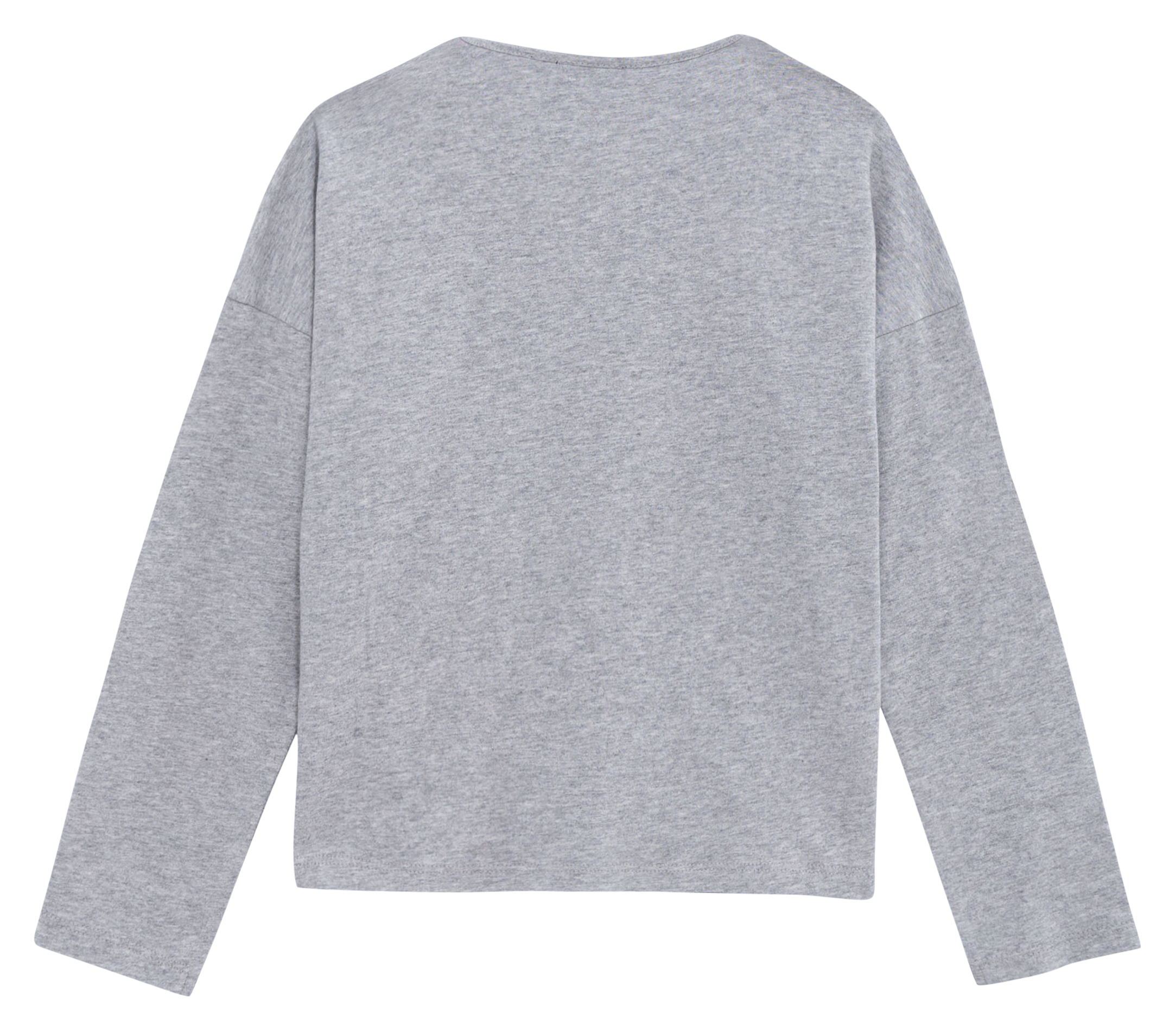 Tee-shirt col rond droit en coton et laine mélangé | Gris