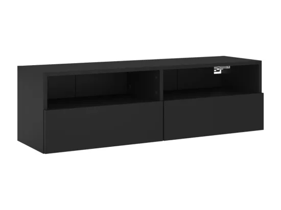 Meuble TV mural noir 100x30x30 cm bois d'ingénierie