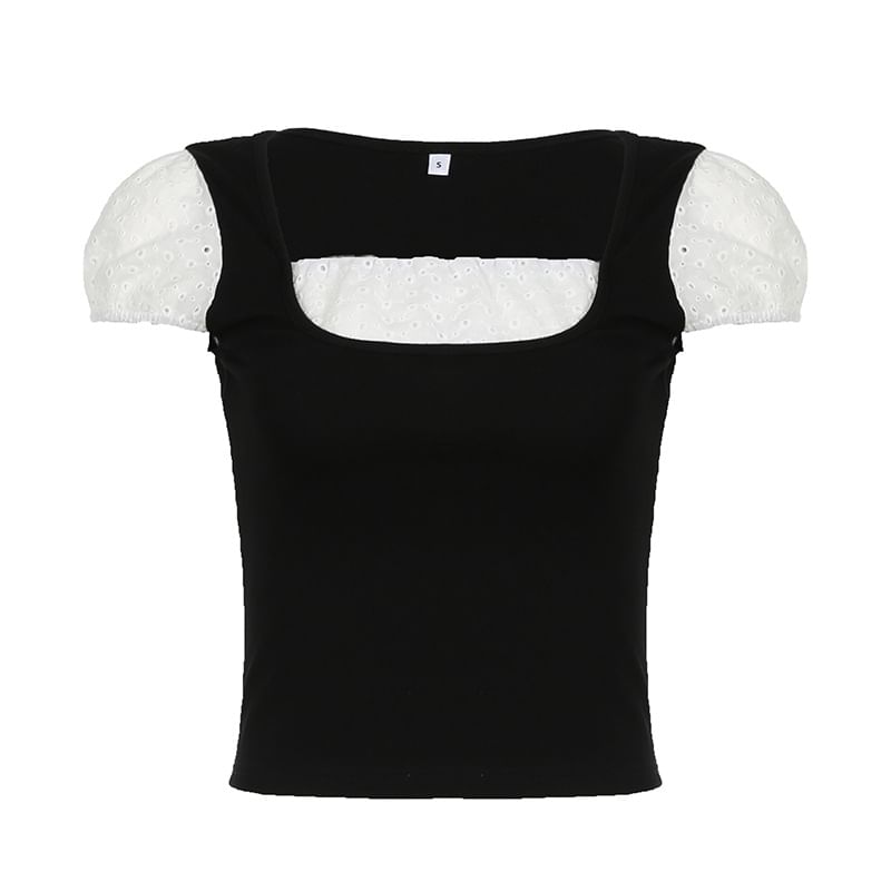 BrickBlack - Tweedelige top met korte mouwen en vierkante hals