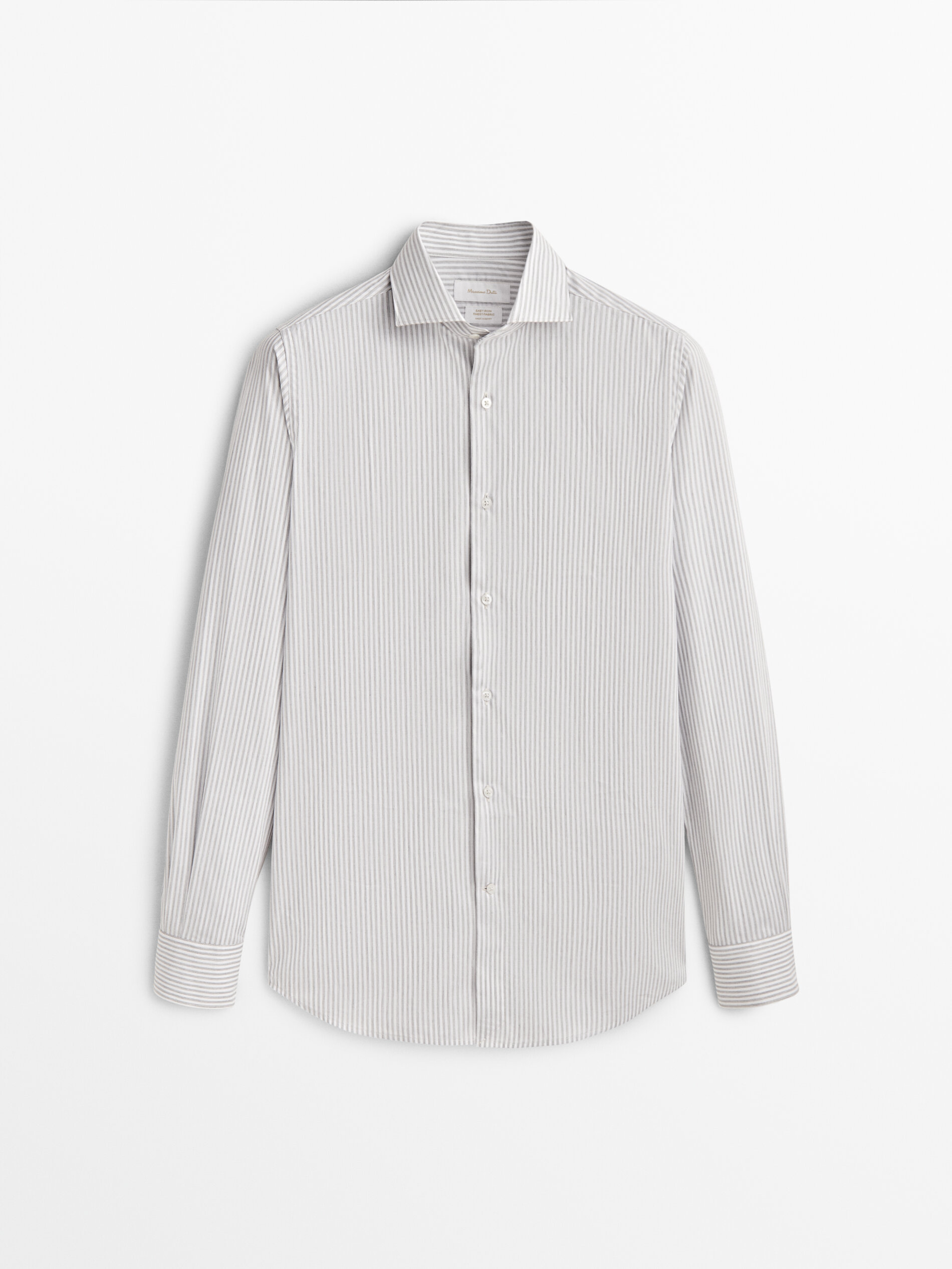 Camisa Raya Melange Slim Fit, fácil de passar a ferro - CINZA