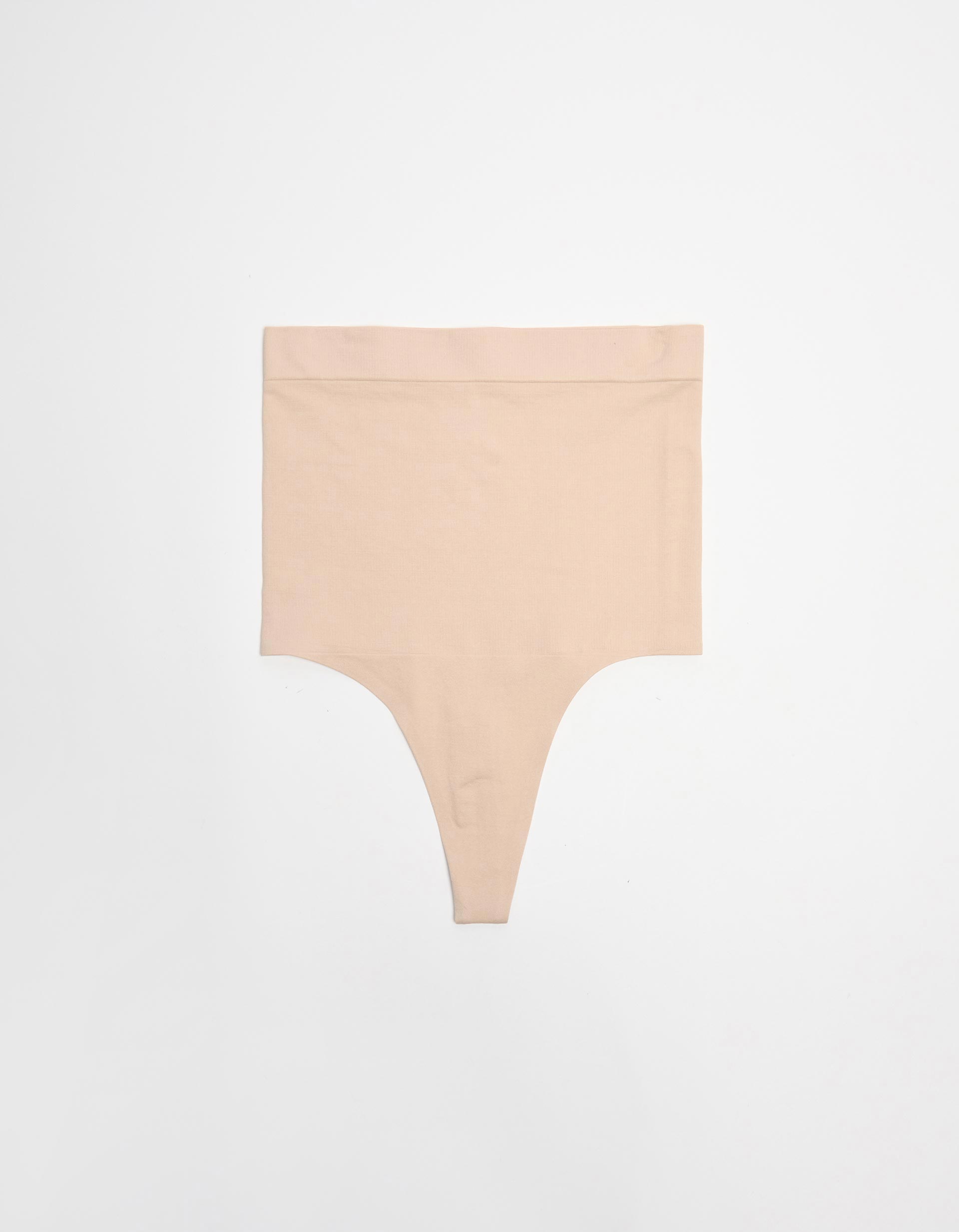 Cueca de Cintura Alta Efeito Tanga, Mulher, Bege Claro