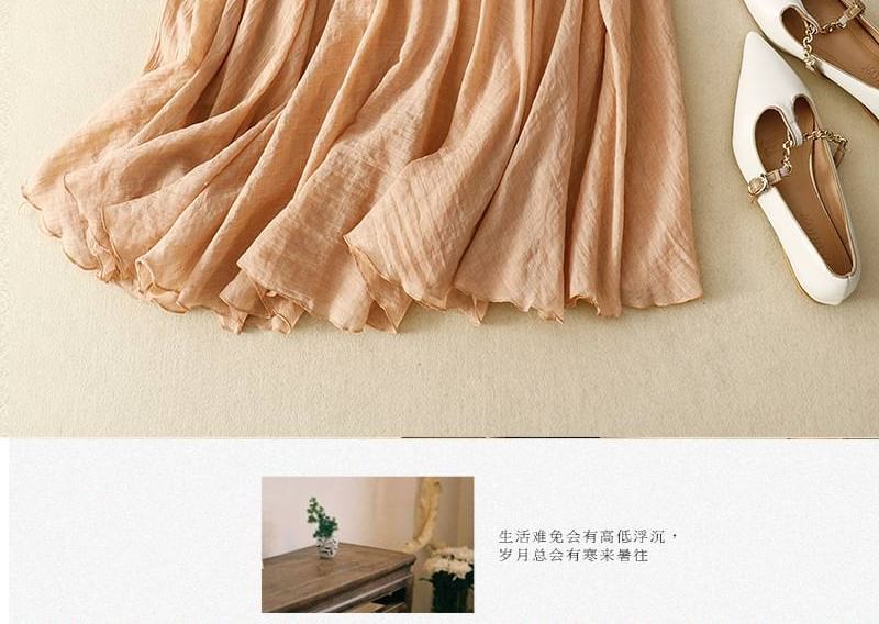 Lewwe - Effen midi-A-lijn rok met elastische taille