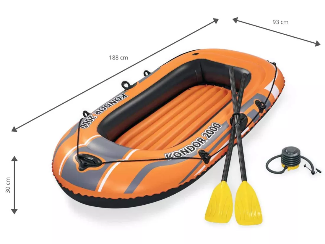 Bateau Gonflable Bestway Hydro-Force Kondor 2000 188x93x30 cm 2 Personnes Pagaies et Pompe
