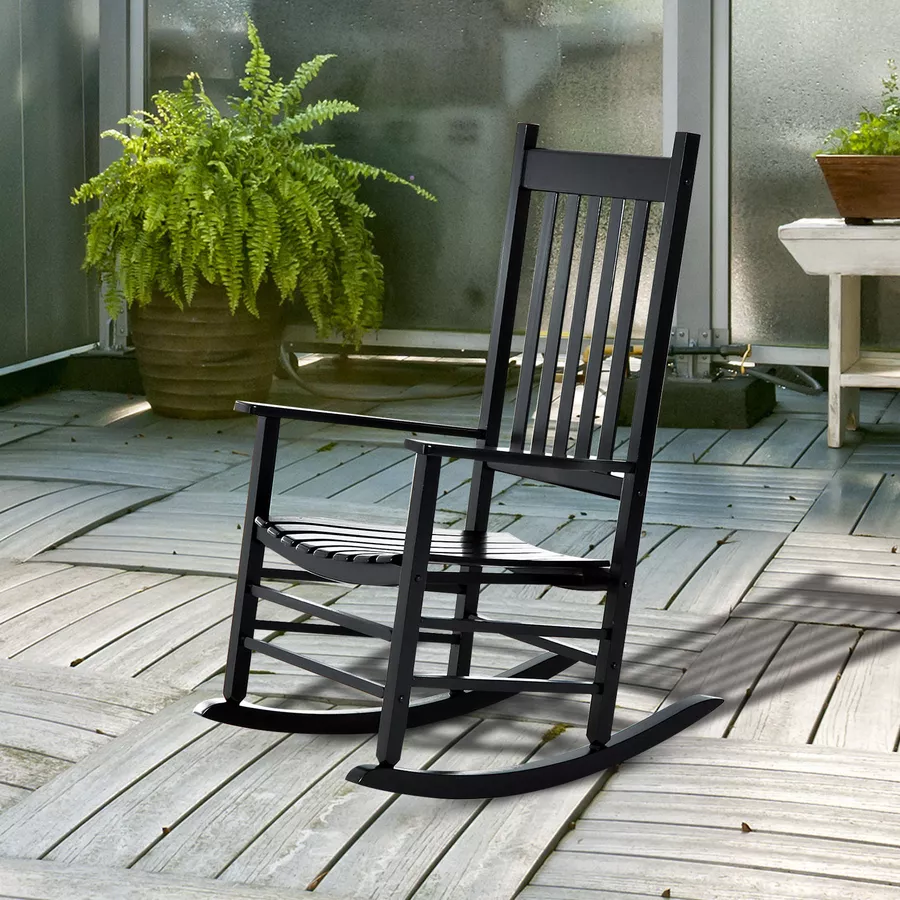 Outsunny Schaukelstuhl mit Armlehne schwarz