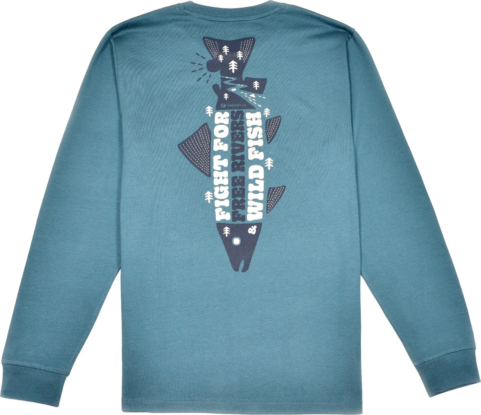 Frodin Flies Frödin Free Rivers & Wild Fish Ls Tee Earth Blue