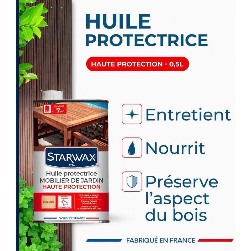 Huile protectrice mobilier de jardin - teck et bois exotique - incolore - 1
