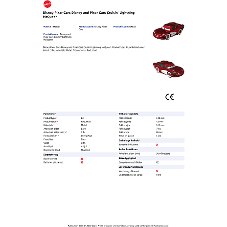 Disney Pixar Cars 3, 1 stk. legetøjsbil
