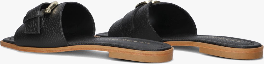 zwarte stefano lauran slippers led 1 band slipper met gesp