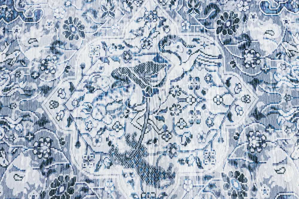 Orientalischer Teppich OLD MARRAKESCH 230x160cm grau blau Flachgewebe Used Look