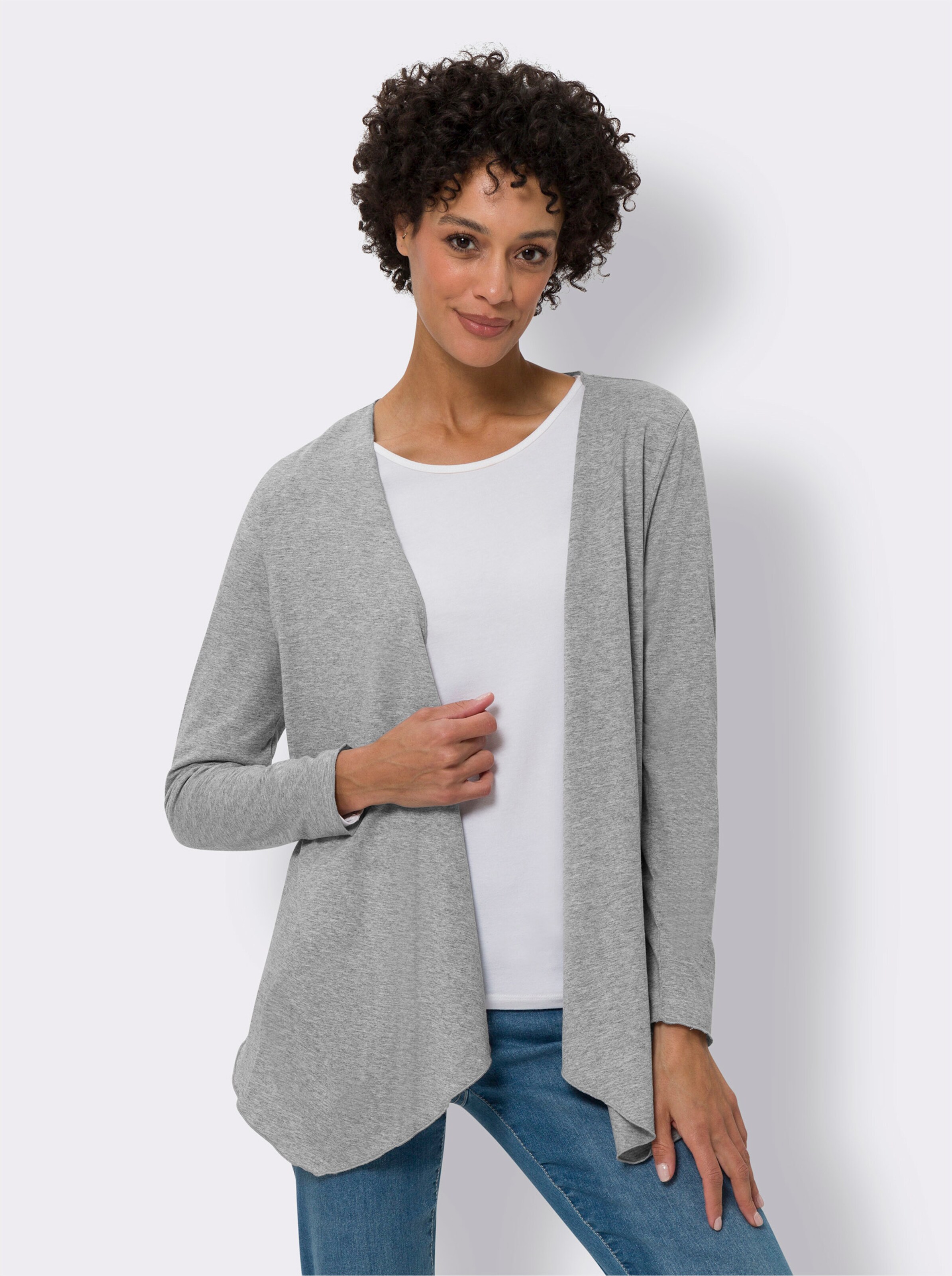 Shirtjacke in zipfeliger Longform