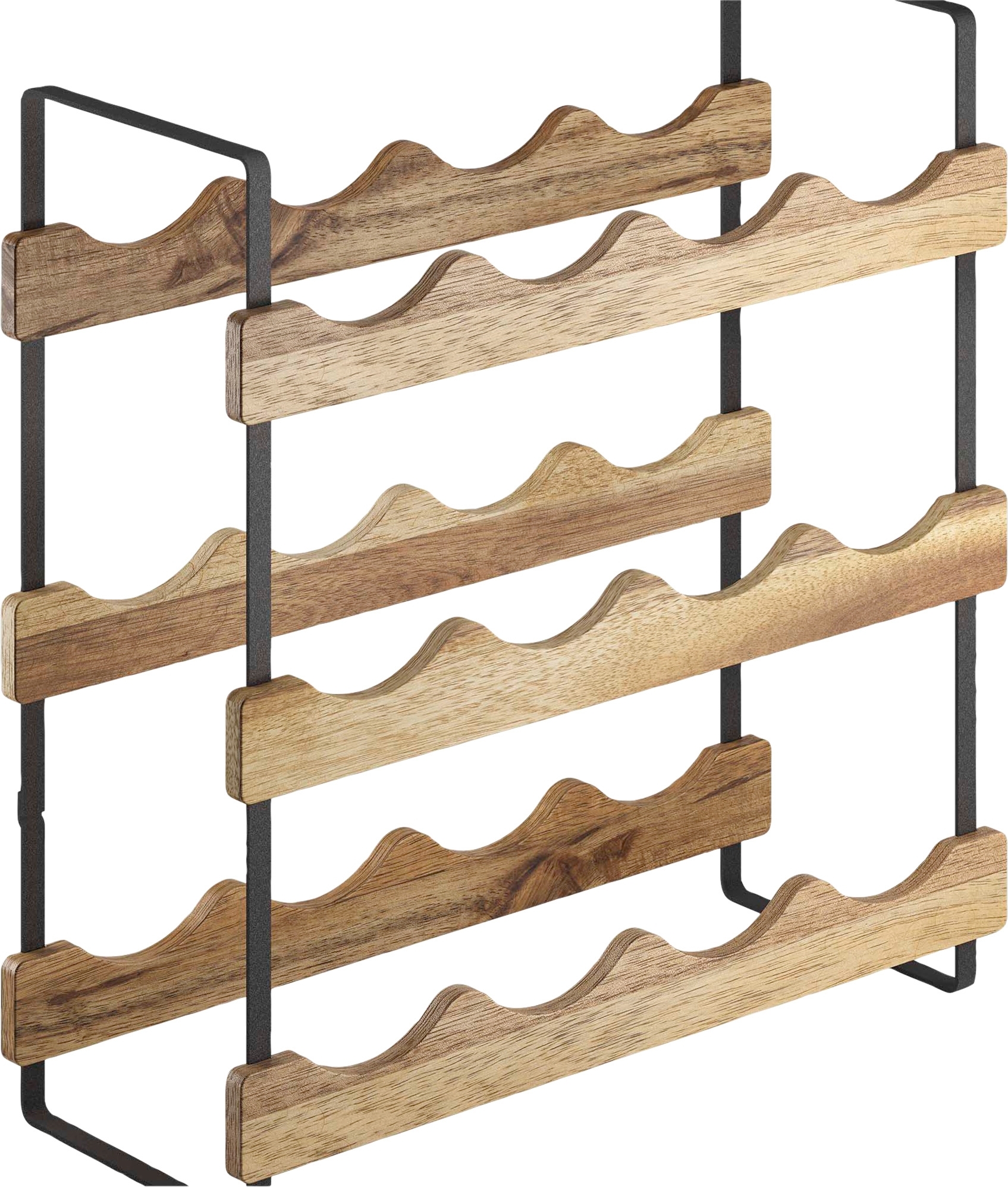 Metaltex York LAVA Flaschenregal 3-Etagen aus Akazienholz 39 x 15 x 36 cm