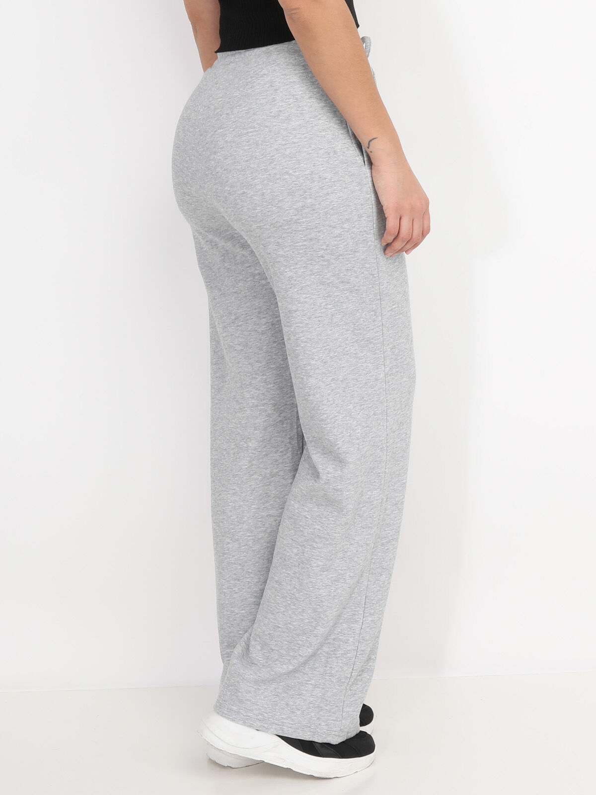 Jogging droit à coutures apparentes- Gris clair