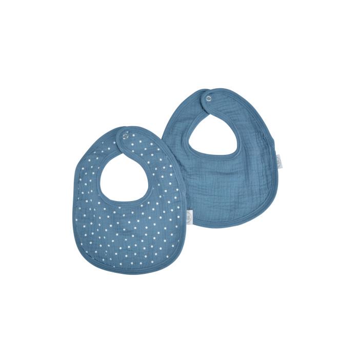 LOT 2 BAVOIRS GAZE DE COTON ET EPONGE 22X27CM BLEU FONCE